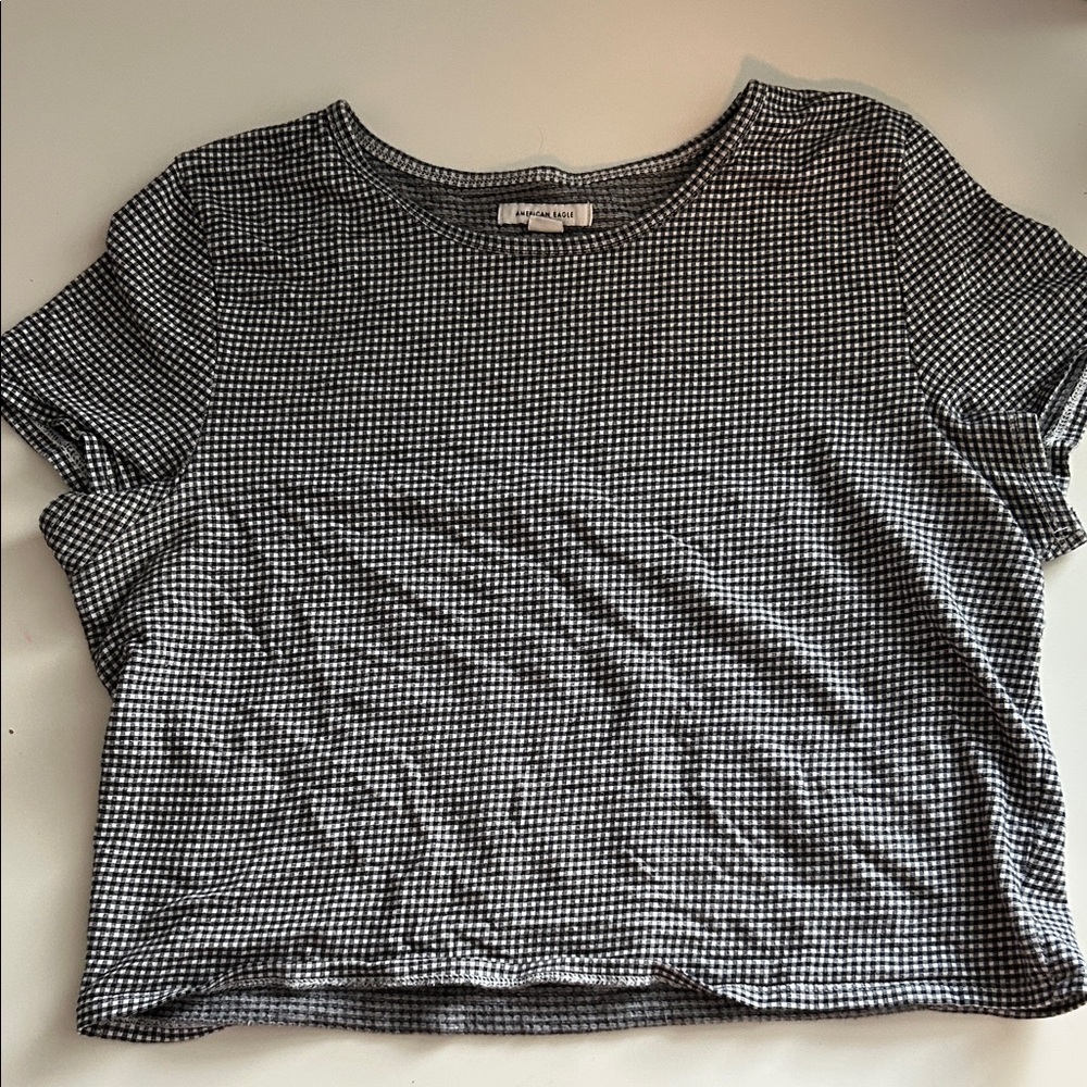 AE Black and White Gingham Tee